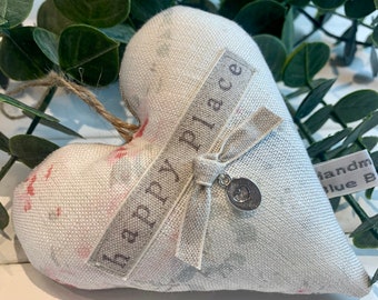 Lavender Floral heart  | happy place heart | Lavender Hanging Linen Peony & Sage | Gift Heart