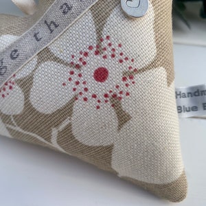 Fabric heart with huge thanks hand stamped Lavender Hanging Heart Vanessa Arbuthnott fabric padded heart image 5