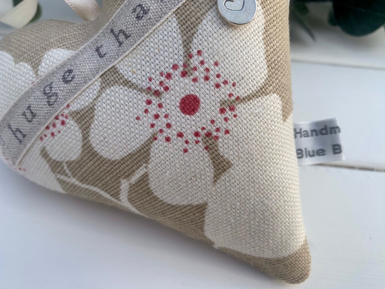 Fabric heart with huge thanks hand stamped Lavender Hanging Heart Vanessa Arbuthnott fabric padded heart image 5