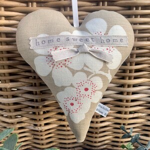 Fabric heart with home sweet home hand stamped Lavender Hanging Heart Vanessa Arbuthnott fabric padded heart Large Heart image 6