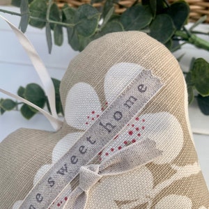 Fabric heart with home sweet home hand stamped Lavender Hanging Heart Vanessa Arbuthnott fabric padded heart Large Heart image 4