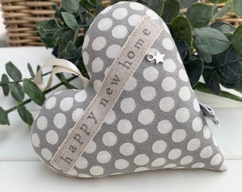 A New Home grey heart gift, happy new home,  Moving House gift, lavender door hanger heart