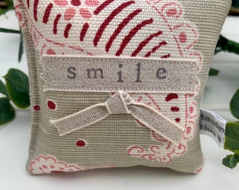 Lavender bag sachet | hanging lavender bag hand stamped with smile