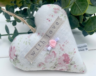 Lavender Floral heart  | Faded roses heart | Lavender Hanging Linen Peony & Sage | Gift Heart