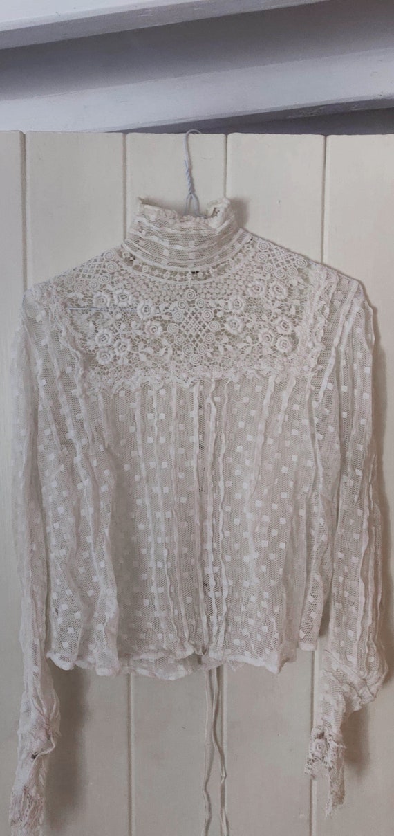 antique 1800s / 1900s white net lace bodice • edwa