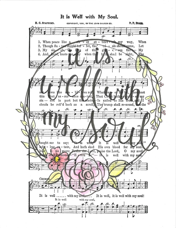 comes on a card with hymn history It is well with my soul handstamped faith inspirational keychain