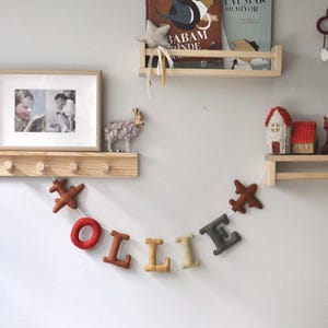Felt Airplane Name Banner: Custom Earth Colors Nursery Bunting