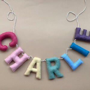 Felt Name Bunting, Personalized Nursery Name Banner, Custom Pastel Letter Garland, New Baby Shower Gift, Kids Room Sign image 13