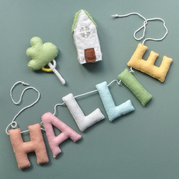 Felt Name Bunting, Personalized Nursery Name Banner, Custom Pastel Letter Garland, New Baby Shower Gift, Kids Room Sign
