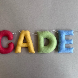 Felt Name Bunting, Personalized Nursery Name Banner, Custom Pastel Letter Garland, New Baby Shower Gift, Kids Room Sign image 16
