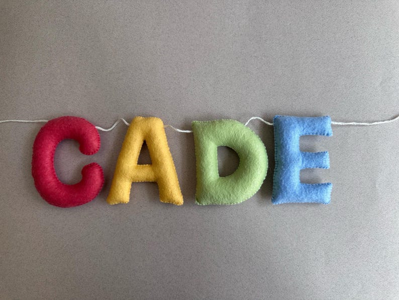 Felt Name Bunting, Personalized Nursery Name Banner, Custom Pastel Letter Garland, New Baby Shower Gift, Kids Room Sign image 16
