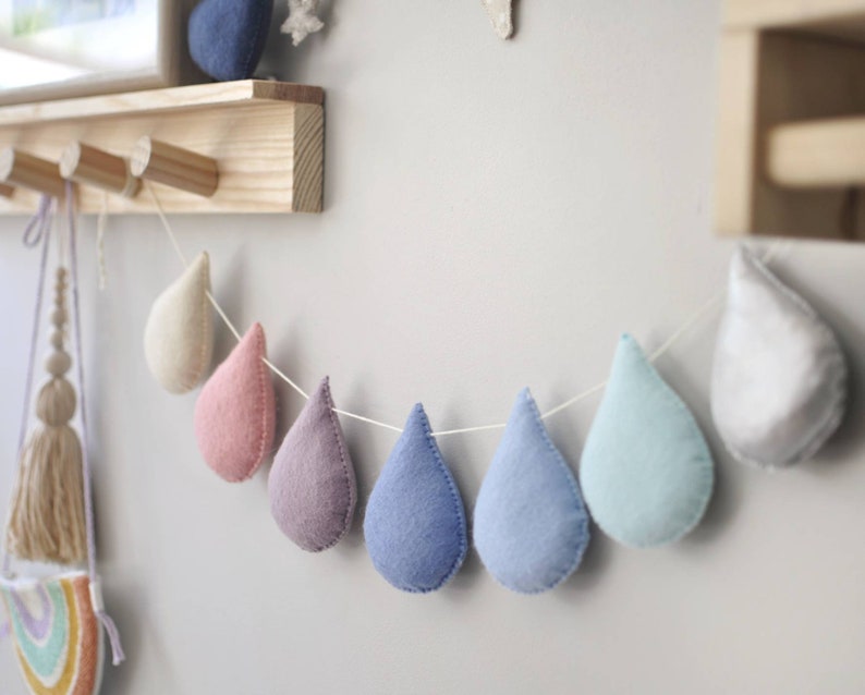Felt Raindrop Droplet Garland Kids Room Decor Nursery Etsy