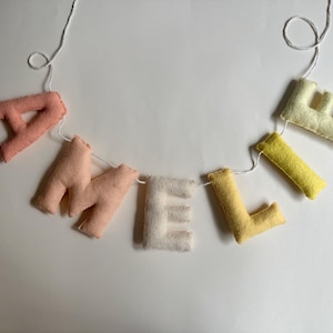 Felt Name Bunting, Personalized Nursery Name Banner, Custom Pastel Letter Garland, New Baby Shower Gift, Kids Room Sign image 12