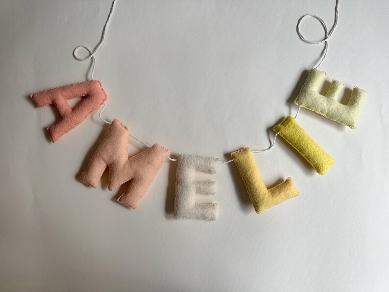 Felt Name Bunting, Personalized Nursery Name Banner, Custom Pastel Letter Garland, New Baby Shower Gift, Kids Room Sign image 12