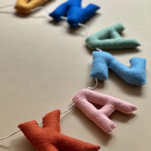 Felt Name Bunting, Personalized Nursery Name Banner, Custom Pastel Letter Garland, New Baby Shower Gift, Kids Room Sign image 4