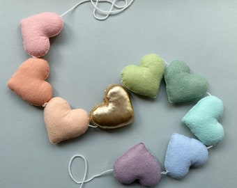 Felt Heart Garland | Kids Room Decor | Nursery Decor | Natural Colours