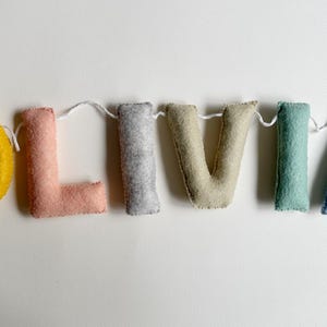Felt Name Bunting, Personalized Nursery Name Banner, Custom Pastel Letter Garland, New Baby Shower Gift, Kids Room Sign image 14