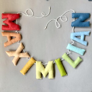 Felt Name Bunting, Personalized Nursery Name Banner, Custom Pastel Letter Garland, New Baby Shower Gift, Kids Room Sign image 3