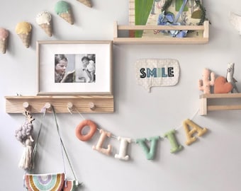 Felt Personalized Name Banner Handmade Baby Nursery Decor Custom Newborn Gift