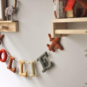 Felt Personalized Airplane Name Banner, Custom Handmade Plane Bunting, Baby Shower Sign Gift, Nursery Decor, Letter Slinger,  Name Garland
