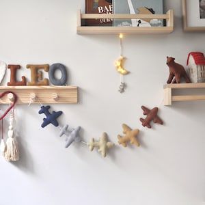 Felt Airplane Garland: Personalized Plane Bunting, Adventure Nursery Decor