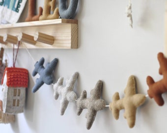 Felt Airplane Garland | Plane Garland | Kids Room Decor | Nursery Decor | Natural Colours