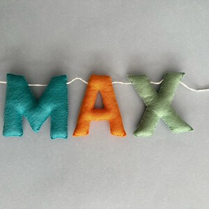Felt Name Bunting, Personalized Nursery Name Banner, Custom Pastel Letter Garland, New Baby Shower Gift, Kids Room Sign image 17