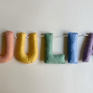 Felt Name Bunting, Personalized Nursery Name Banner, Custom Pastel Letter Garland, New Baby Shower Gift, Kids Room Sign image 10