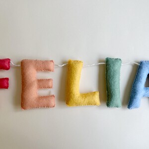 Felt Name Bunting, Personalized Nursery Name Banner, Custom Pastel Letter Garland, New Baby Shower Gift, Kids Room Sign image 11