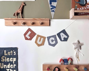 Personalized Felt Name Bunting Custom Neutral Nursery Baby Sign Handmade Babyshower Gift