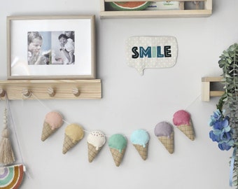 Felt Ice Cream Garland | Icecream Garland | Kids Room Decor | Nursery Decor | Soft Colors