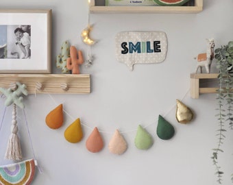 Felt Droplet Garland | Felt Raindrop Garland | Boho Nursery Decor | Kids Room Decor | Summer Colours | Boho Garland