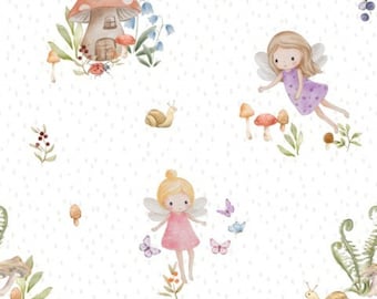 Meterware ab 50 cm / Stoff / zum Selbermachen mit Waldfee , Kinderstoff, Jersey, French Terry, Musselin, Softshell, Panama, Ribstrick / DIY
