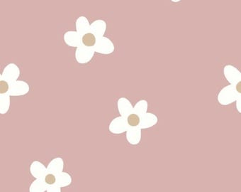 Gänseblumen rosa Daisy Meterware French Terry Musselin Softshell Panama Ripp-Jersey Meterware Druck auf Bestellung fair und nachhaltig