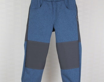 Softshellhose/Matschhose aus Softshell Outdoorhose "Sinnika" in Farbe Jeansblau meliert.