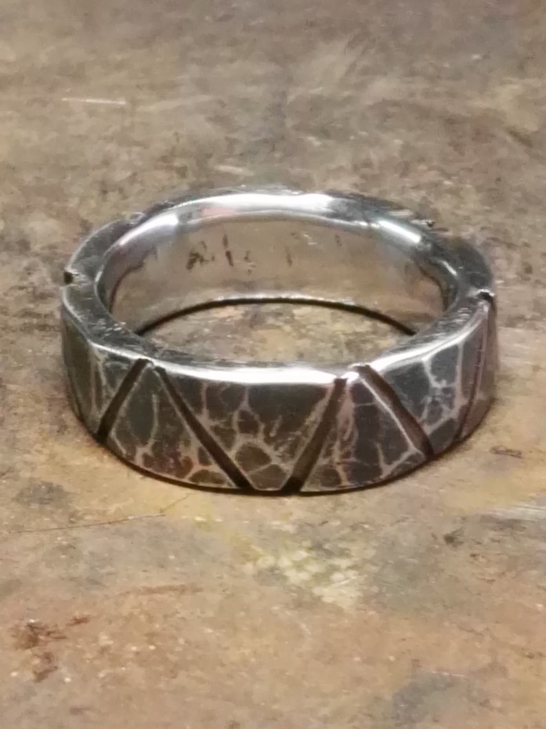rustic ring band Size 14 Hammered stainless steel ring