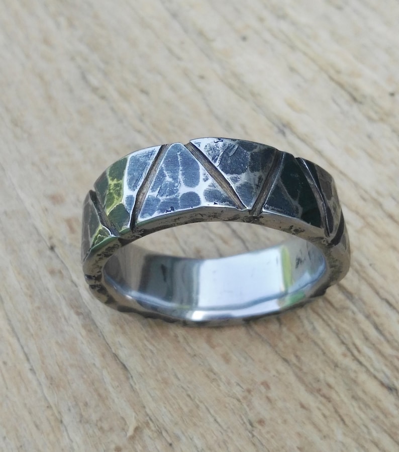 rustic ring band Size 14 Hammered stainless steel ring