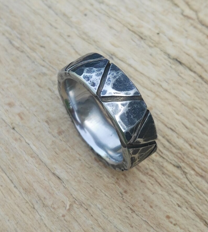 rustic ring band Size 14 Hammered stainless steel ring