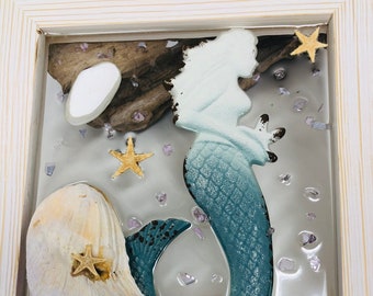 Mermaid Art, Mermaid Wall Decor, Mermaids, Window Glass Art, Mermaid Decor, Mermaid Wall Art, Maine Made, Made in Maine, Maine Art