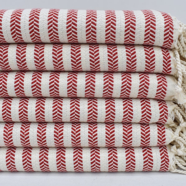 Unique Gift, Decorative Towel, Bulk Order Towel, Gifts For Him, Turkish Beach Towel, Handmade Gift, 70"x40" Red Chevron Towel,