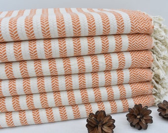 Personalized Turkish Towel, Custom Beach Towel, Friends Beach Towel, 70"x40" Orange Chevron Towel, Home Decor Gifts, Wedding Shower Gift,