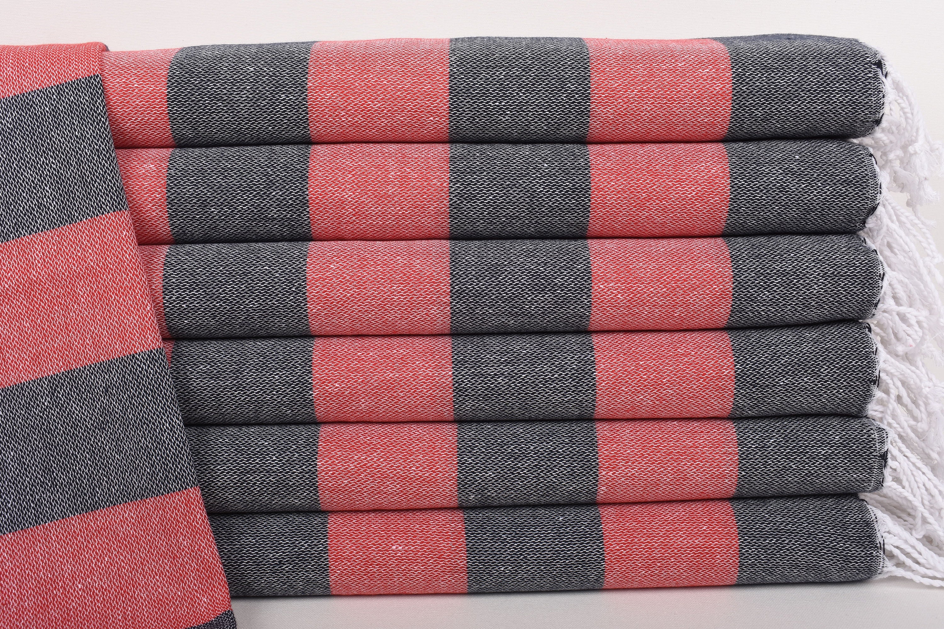 Bathroom Face Towel, Hand Towel, Black-red Towel, Striped Towel