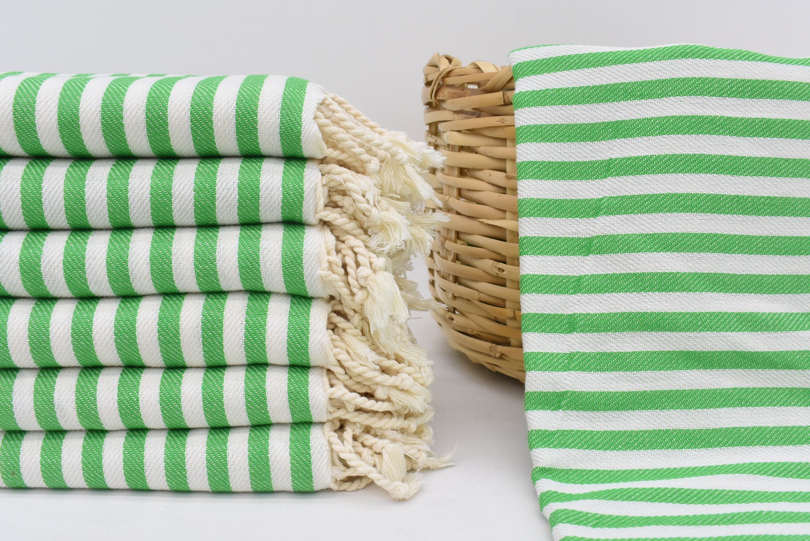 Wedding Gift Towel 70x40 Green Striped Towel Handmade Etsy