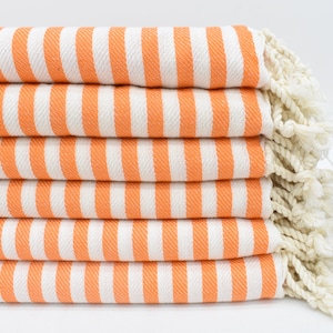 Family Gift, Custom Beach Towel, Bulk Order Towel, 70&quot;x40&quot; Orange Striped Towel, Bachelorette Party Favors, Towel With Name, Summer Gift,
