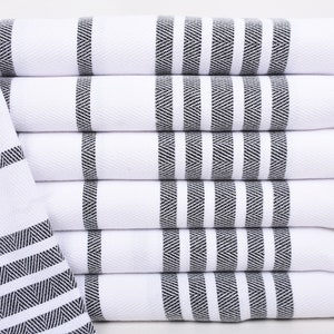Personalized Gift For Her, Wedding Favors, Personalized Hand Towel, Kitchen Towel, Custom Name Towel, 36&quot;x24&quot; Black Herringbone Dish towel,