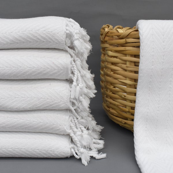 Pure White Towel, Turkish Striped Towel, Wedding Towel, Soft Cotton Towel, 74x40 inches - 190x100 cm, Decorative Bath Towel Dblg-Arw_009