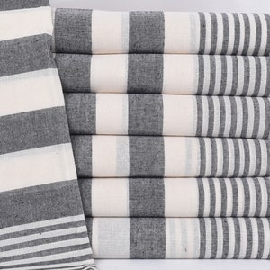 Family Gift, 67&quot;x36&quot; Cream-Black Striped Towel, Wedding Gifts Towel, Customized Turkish Towel, Turkish Towel, Gift For The Home,