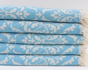 Merry Christmas Gifts, Embroidered Beach Towel, 67"x36" Turquoise Baroque Towel, Custom Gift, Gift For The Home, Personalized Gifts,