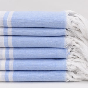 70&quot;x40&quot; Baby Blue Striped Towel, Bachelorette Gifts, Beach Size Towel, Valentines Day Gift For Him, Boyfriend Gift, Turkish Towel Beach,