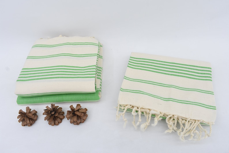 Organic Striped Towel 180x100 cm 70x40 Cotton Beach Towel Tablecloth Dblg-Trml Pool Towel Bathtowels Green Striped Turkish Towel